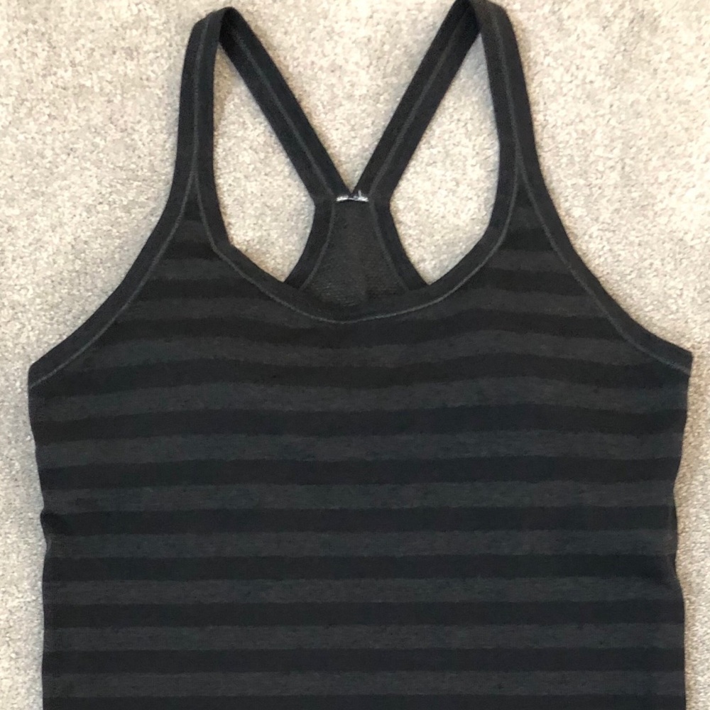 lululemon athletica Black Striped Tank Top